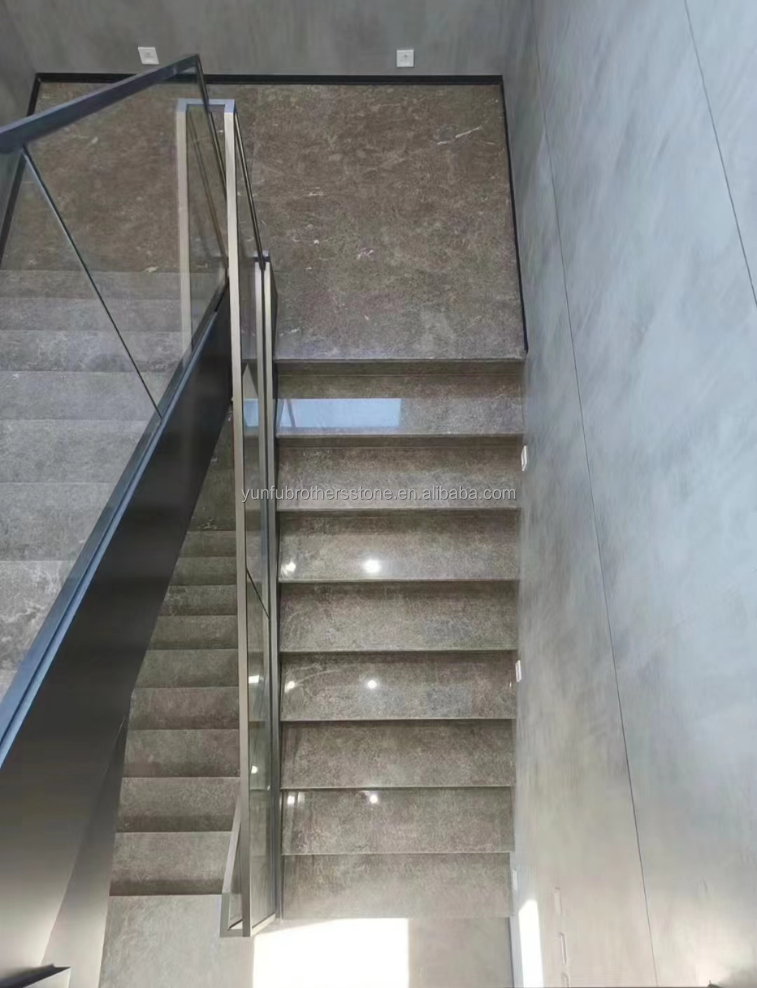 Natural Stone Stairs in Modern European Style with Cut-to-Size Big Slab Polished Tiles