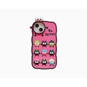China Soft TPU iPhone 11-15 Coal Ball Elf Phone Case Shockproof Pink wholesale