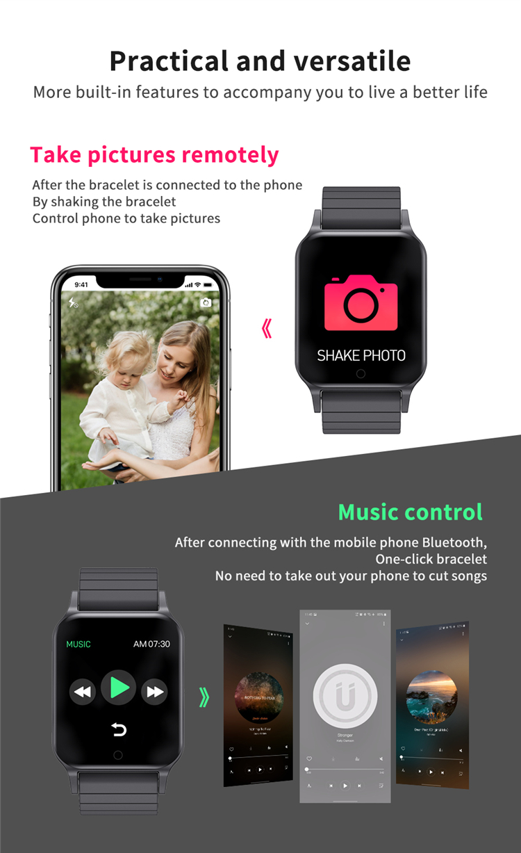 T96 Smartwatch Body Temperature Kids Waterproof Measuring Gts T96 Bracelet Fitness Health Tracker ECG