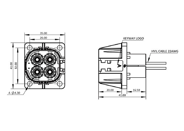 DIN EN60529 Waterproof Battery Connectors IP67 Battery Receptacle Socket