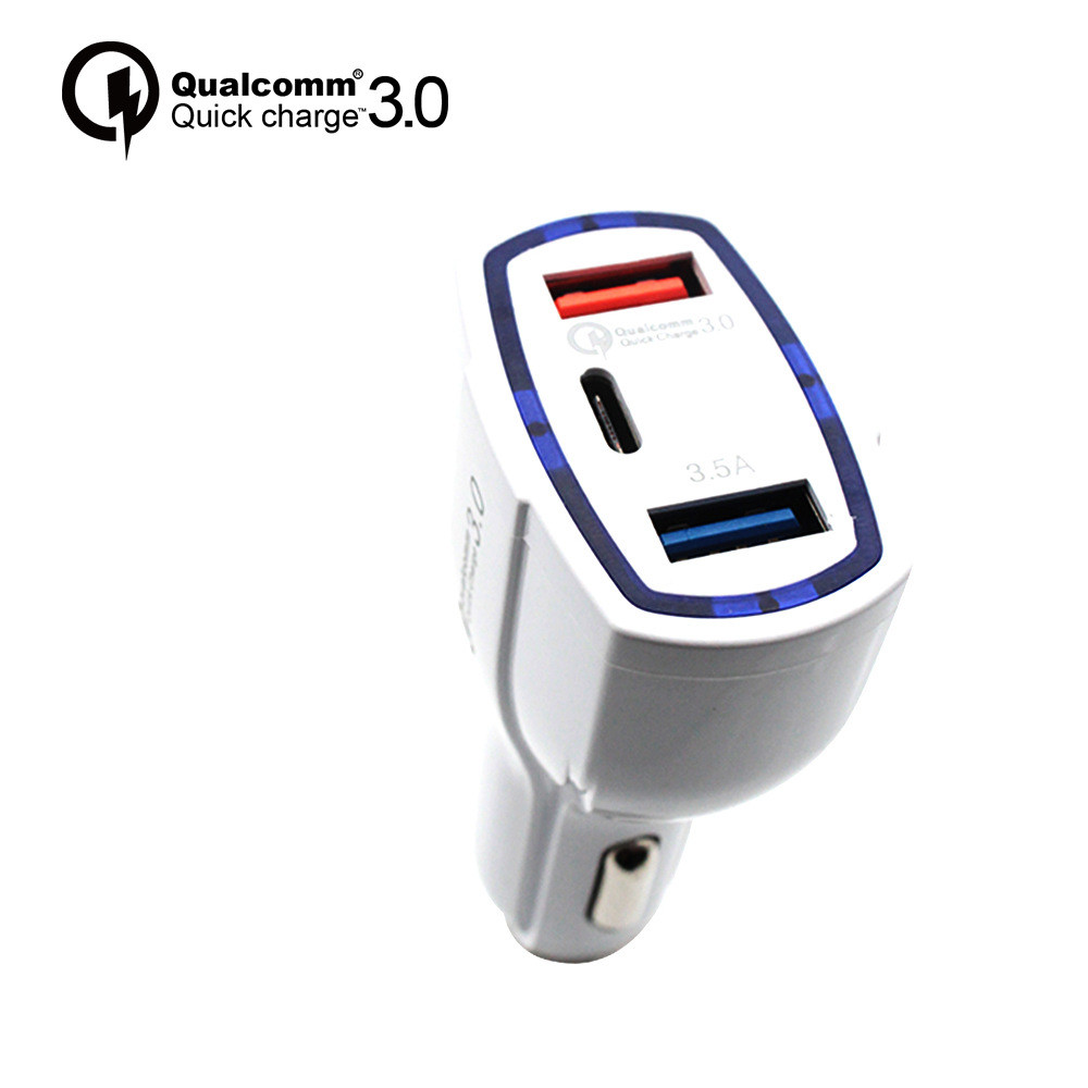 Fast Charge USB Auto Dual QC 3.0 Car Charger Portable Type C
