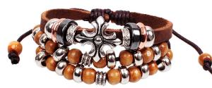 China New fashion jewelry leather woven bracelet beaded jewelry bohemian retro bracelet wholesale