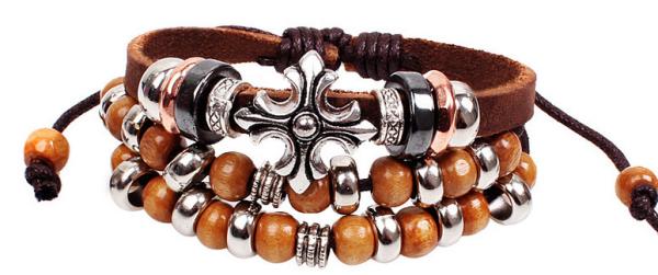 New fashion jewelry leather woven bracelet beaded jewelry bohemian retro