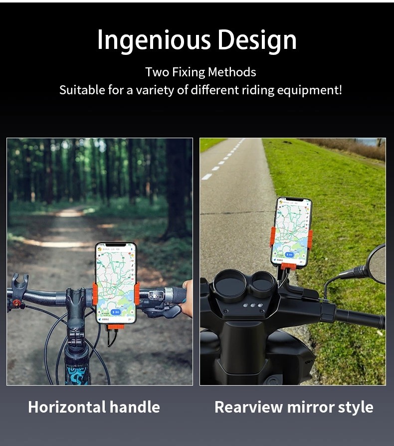 FCC Detachable Bike Mount Cell Phone Holder With Power Bank Box