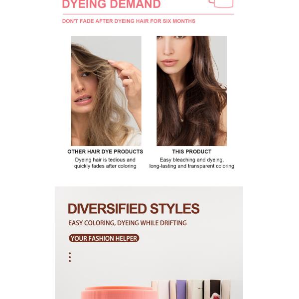 Professional Salon Use Hair Color Powder OEM/ODM Ammonia-Free Dust-Free Splendid Permanent Formula Shiny Temporary Effects