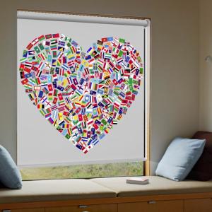 China Love Heart 3D Printed Roller Blinds , Moisture Resistant Blackout Blinds wholesale