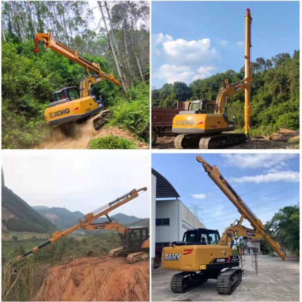 Customized size 360 Degree Rotation Grapple CAT320D Excavator telescopic Extension Arm 25 Meters