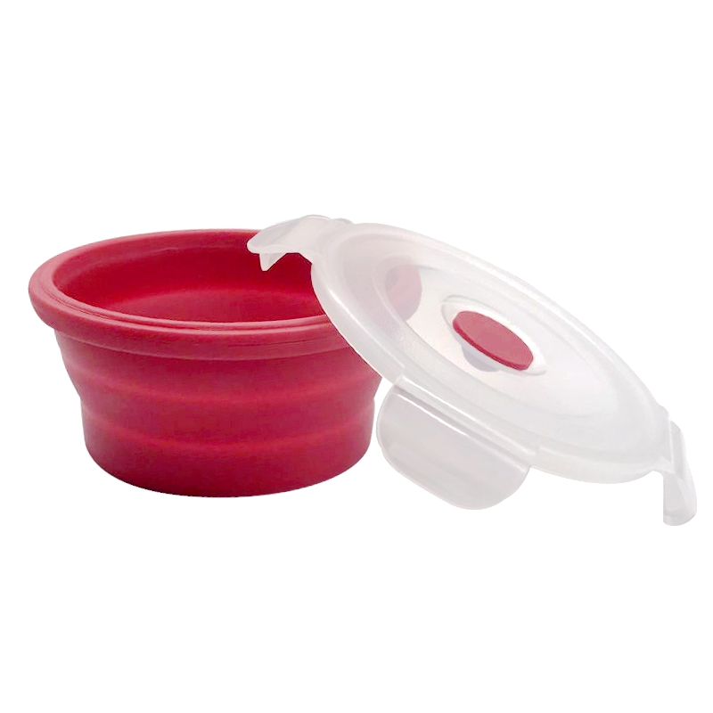 Wholesale 4 Sets Microwavable Food Storage Containers Safe leakproof Silicone Foldable Round Lunch Box