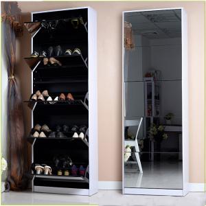 China 40 Pairs 15mm MDF Wood 185cm Mirrored Shoe Cabinet on sale