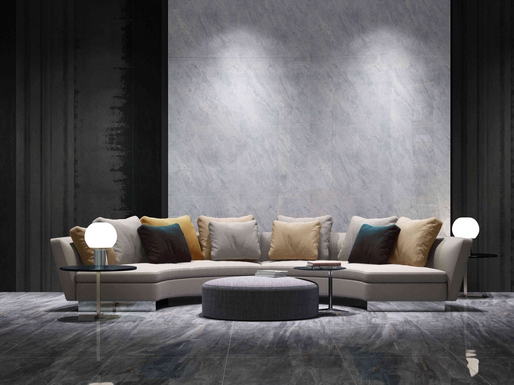 800x800mm Gray Polished Glazed Porcelain Tile Non-Slip