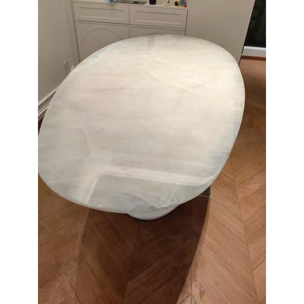 Brazilian Blanco Cristallo Marble End Table Moisture Resistant For High End Homes