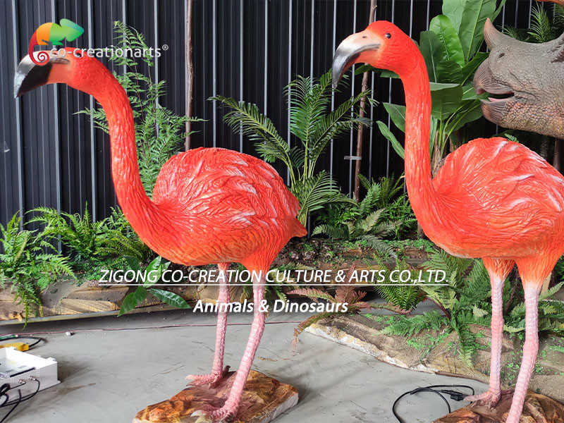 Animatronic Life Size Flamingo Simulation Animals For Theme Park Decoration
