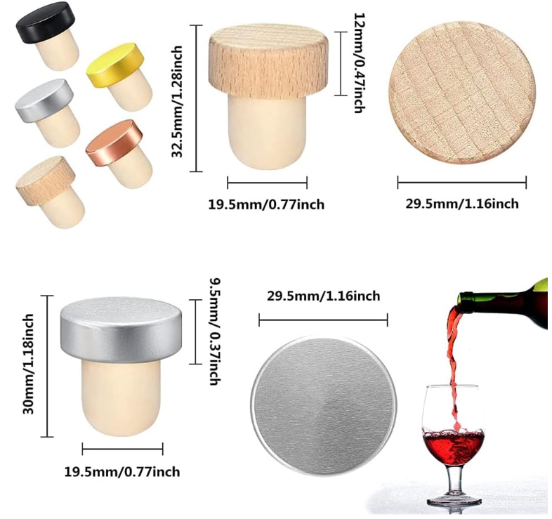 Healthy Lead-free Glass Sale Sale T-stopper Tasting Cork for Sealed Cork Glass Bottles
