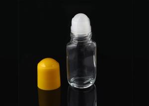 China Transparent Glass Rollerball Perfume Container 50ml Yellow Pp Plastic Cap wholesale