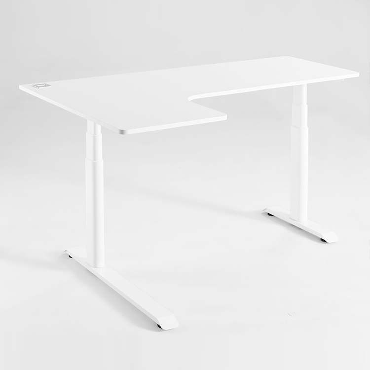 Electric Height Adjustable Standing Table Deluxe Mid Century Modern L Desk for Office
