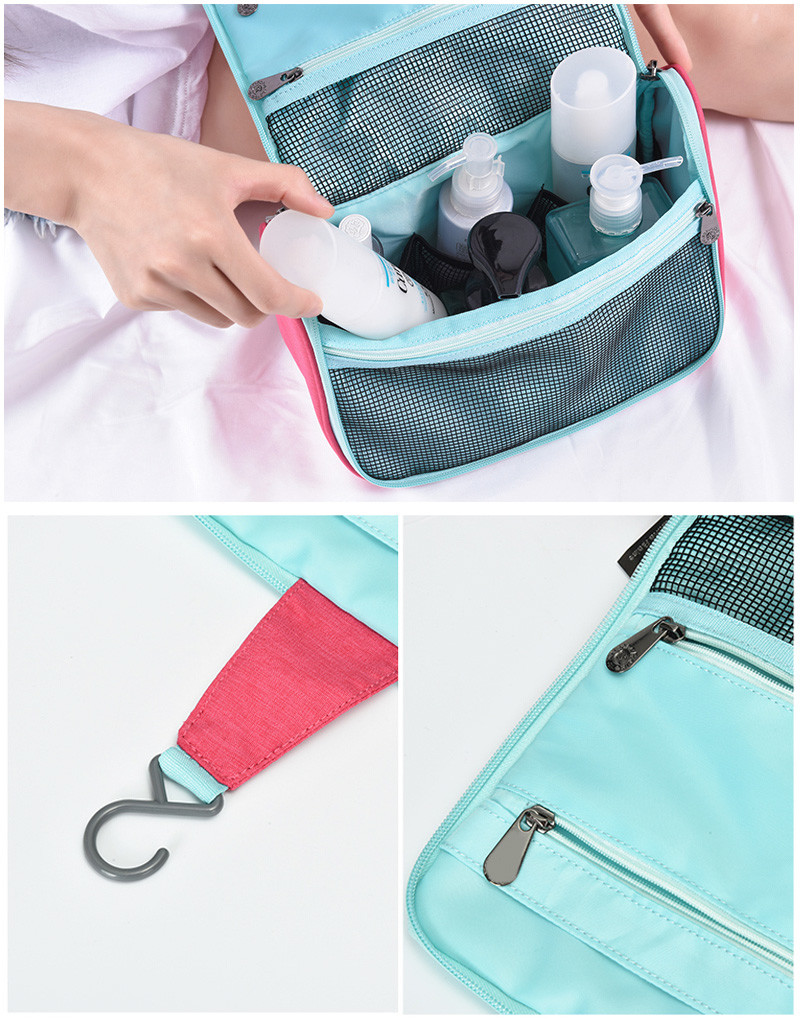 Polyester Large Travel Waterproof Cosmetic Hanging Toiletry Bag
