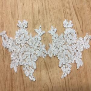 China Jacquard Cord Eyelash Lace Applique for Wedding Bridal Dress wholesale