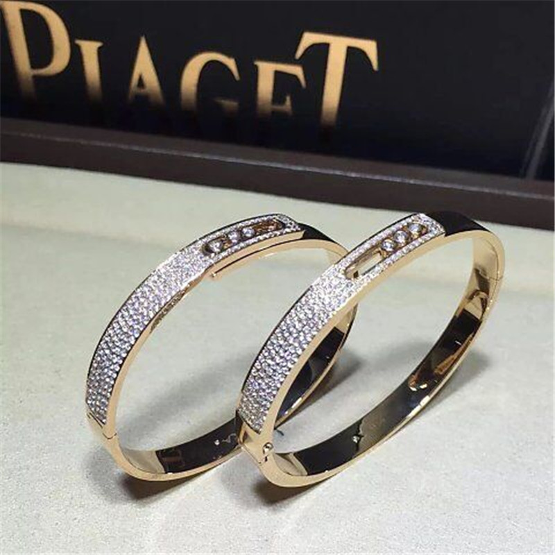 Luxury jewelry Mk Three drill sliding Diamonds bracelet 18k white gold yellow gold rose gold diamond bracelet