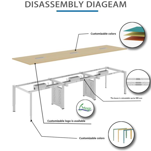 Sleek And Professional Office Conference Table High Capacity Scratch-resistant Surface Durability