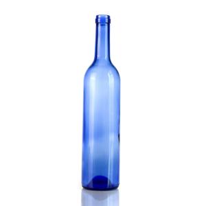 China BPA Free Glass Wine Bottle Black Brown Blue Riesling Bottle 500ml 750 Ml wholesale