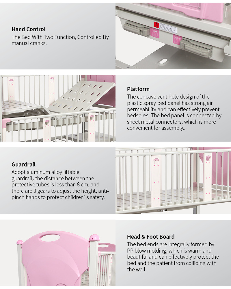 Double Cranks Multifunction Babies Medical Crib Stainless Steel Kids Hospital Bed Manual Child Pediatric Bed Manufacturers