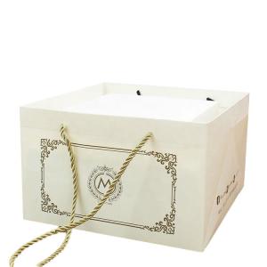 China FSC Extra Wide Base Large Bakery Takeaway Paper Bags White For Cake Box wholesale