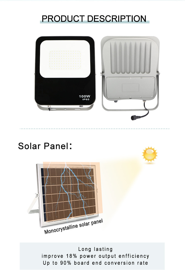 167.5*194.5*35mm 30W 5kg Led Solar Floodlight