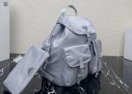 Detachable Small Blue 30cm Womens Nylon Backpack Triangle Logo