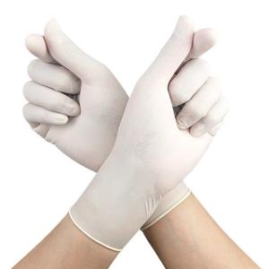 China Milky White 240mm Length Disposable Medical Latex Gloves Environmental wholesale