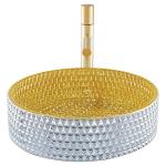 OEM Sturdy Glass Wash Basin Gold Color Interior 120mm Height