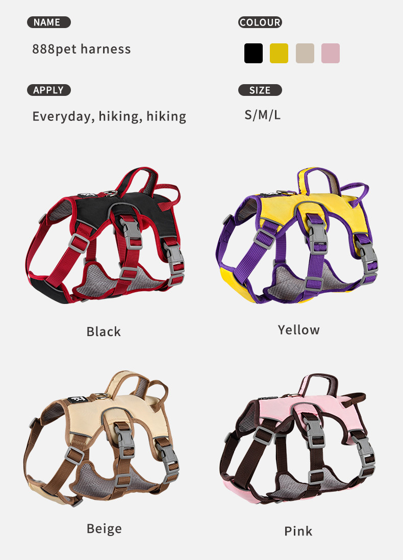 Dog harness for small and medium sized dogs, anti-breakaway dog ​​leash, reflective anti-escape leash