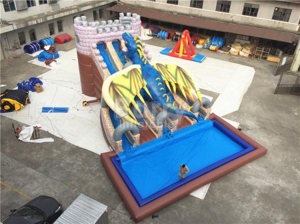 Industrial Commercial Grade Dragon Big Inflatable Water Slides 15*11*8m
