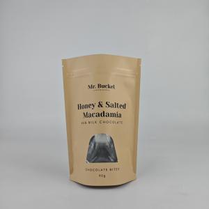 China Free samples High Quality Food grade Kraft Paper 90g Snack Packaging Bags Stand Up Zipper Pouch With Clear window wholesale