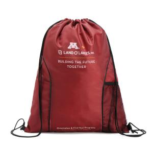 China Custom Printed 190T Nylon Red Gym Drawstring Packaging Bags wholesale