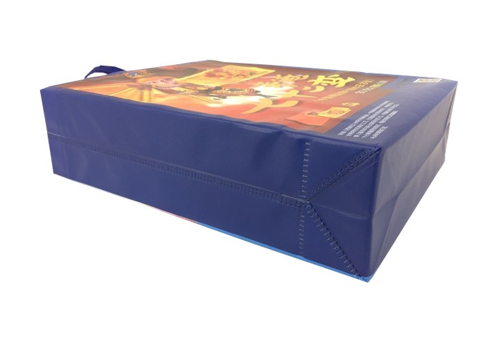 Blue non woven foldable laminated shopping bag custom logo/bank logo