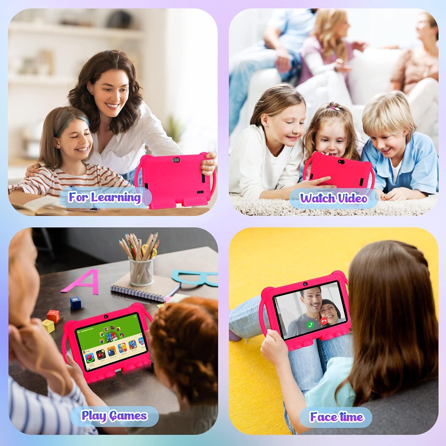 USB Charging Cute Kids Tablet PC Drop Resistance Allwinner Processor Quad Core