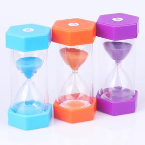China Kids Sand Timer Hourglass Plastic Hexagonal Hourglass Free Sample wholesale