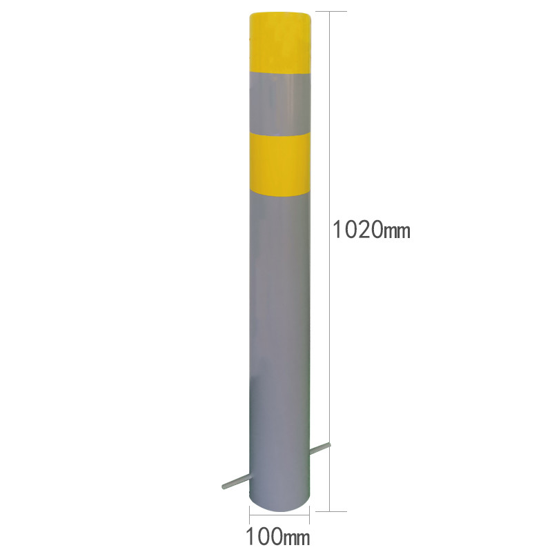 1020mm Orange Safety Bollards Steel Tube Pour In Place Safety Bollards