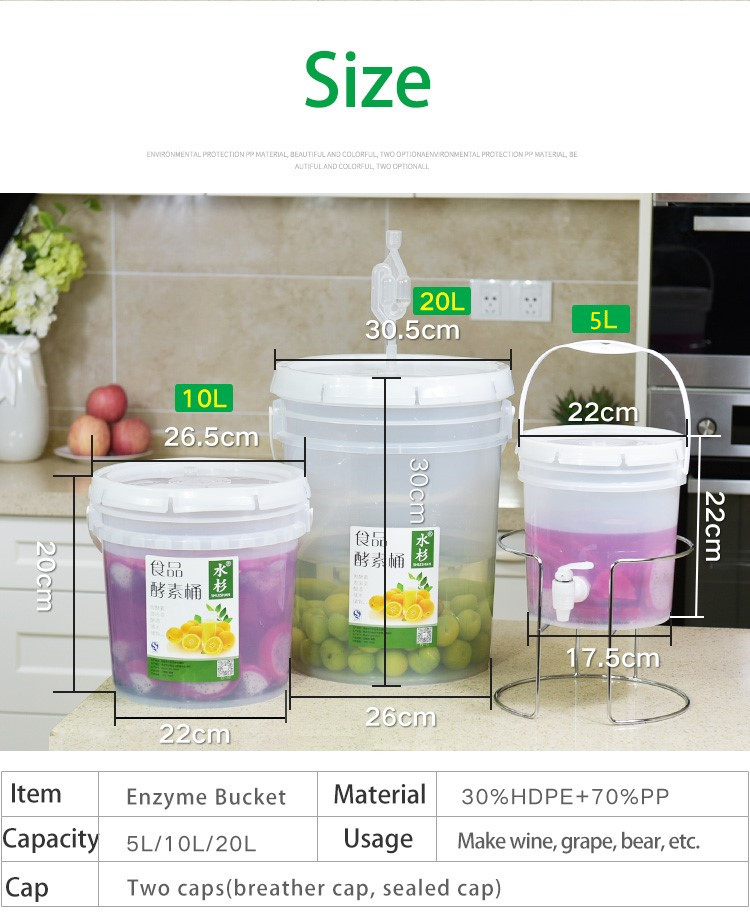 Eco-Friendly 5L Capacity Brewery Equipment Wine Barrels Plastic Enzyme Bucket Beer Keg With Tap