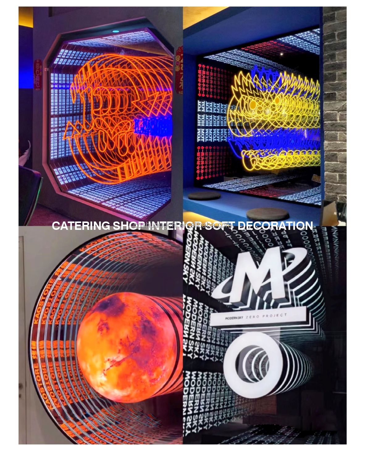 Customization Abyss Neon Mirror Advertising Light Boxes for Wall-Mounted or Floor-Standing