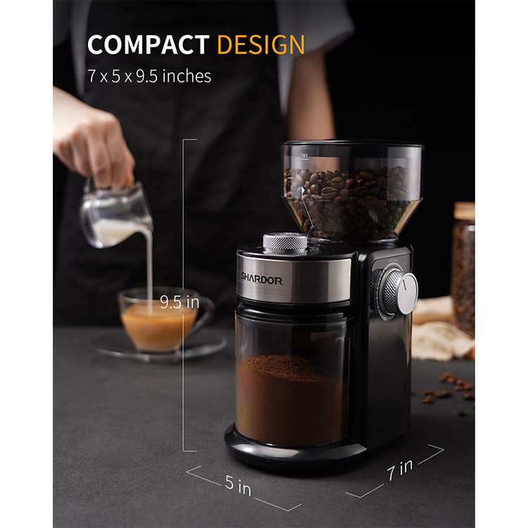 Removable Adjustable Burr Coffee Grinder EU Plug Small 16 2 To 12 Cups