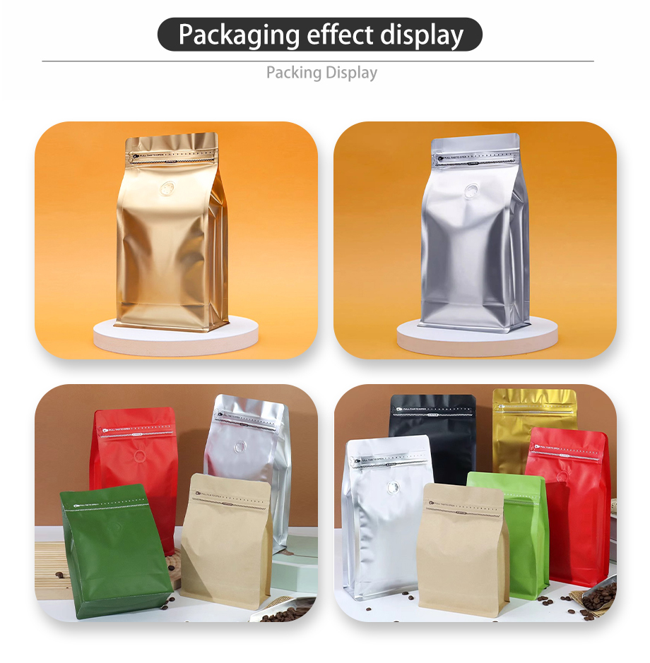 8-Seal Stand Up Zipper Pouch With AL / PE Laminated Film For Snack / Coffee Packaging