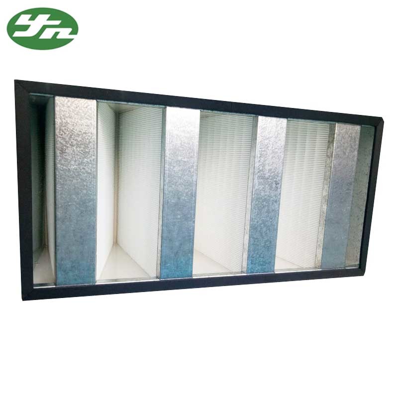 0.5um 60% High Efficiency Particulate Air Filter W Shape V Bank Type