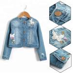 Embroidery Snap button/Lace with Long sleeve denim jacket