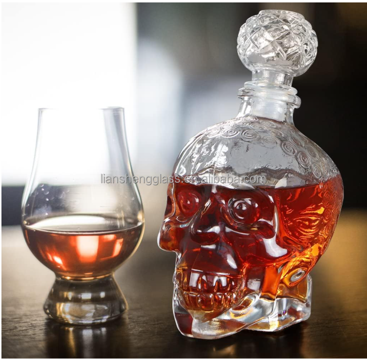 Whisky Vodka Party Decoration Clear Glass Bottle Decanter with Customized Bottle Color