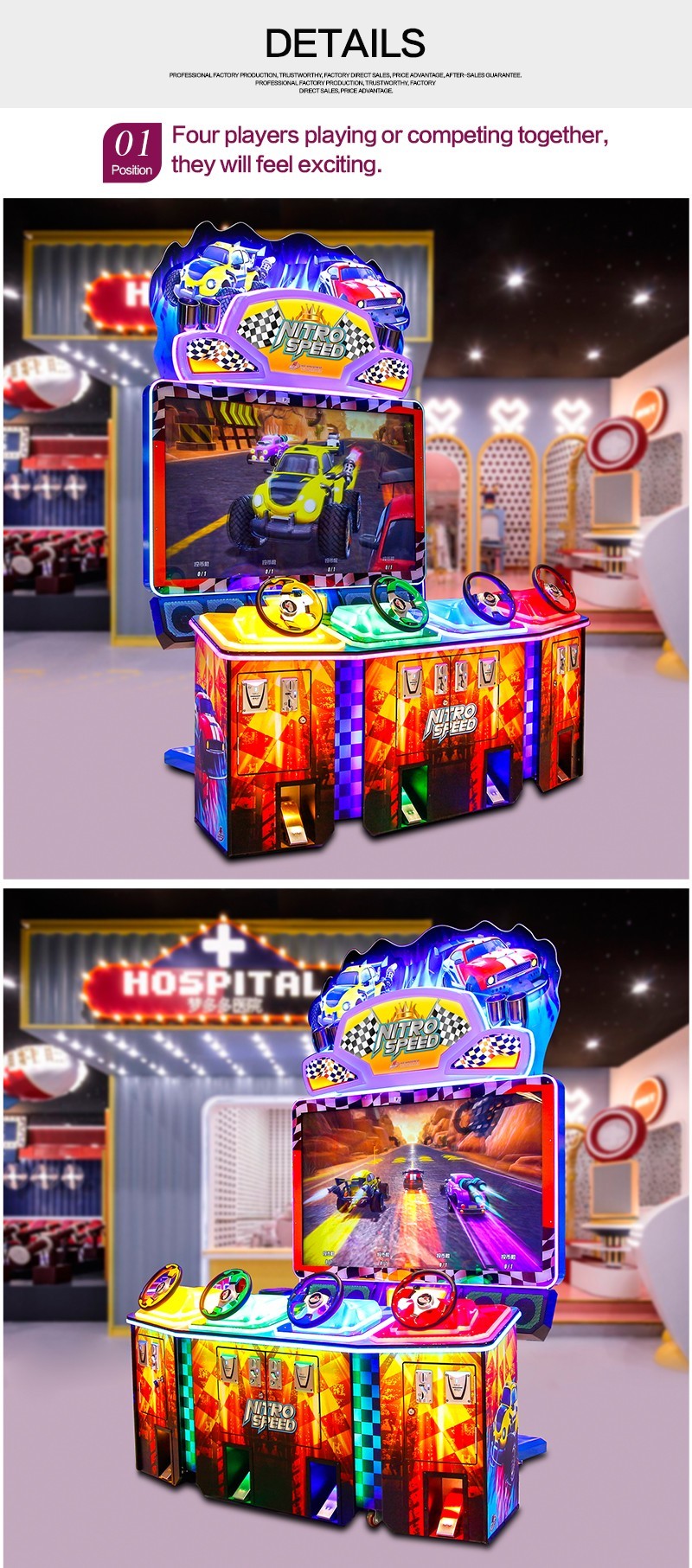 4 players combo standard Nitro Speed racing game machine multi game arcade machine