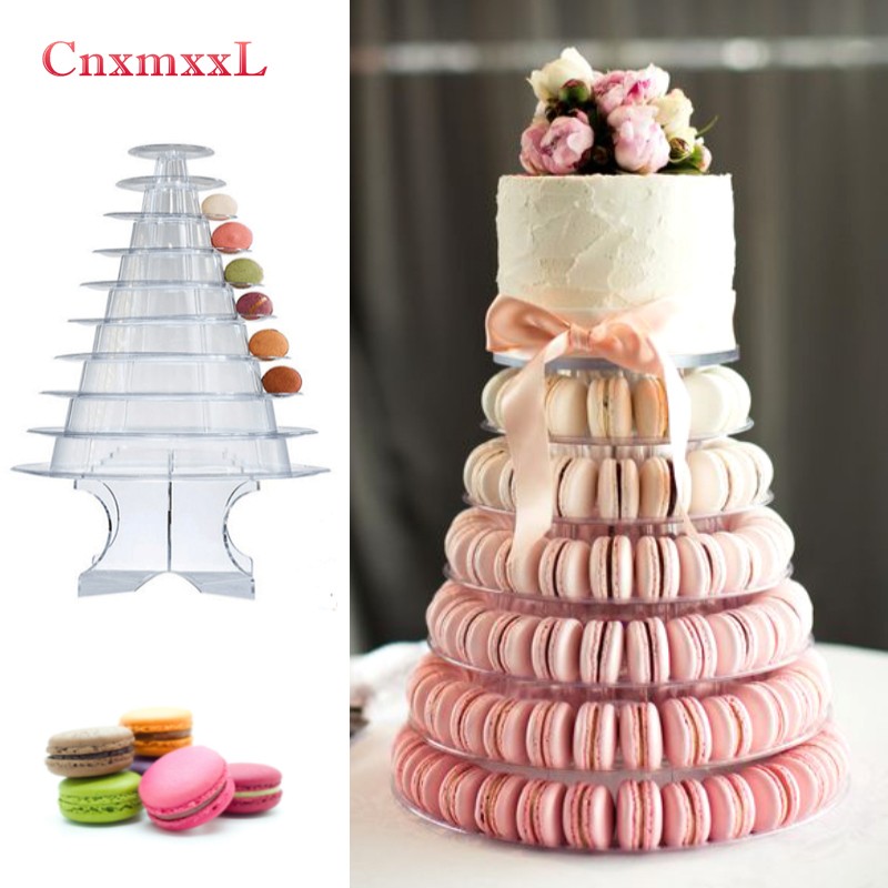 Classic Plastic 10 Tier Macaron Tower Pyramid Macaron Stand Case