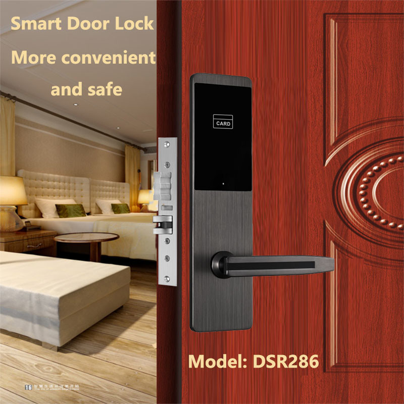 4 Colors Options Zinc Alloy Hotel Smart Door Locks with Swipe Card and Mechanical Key