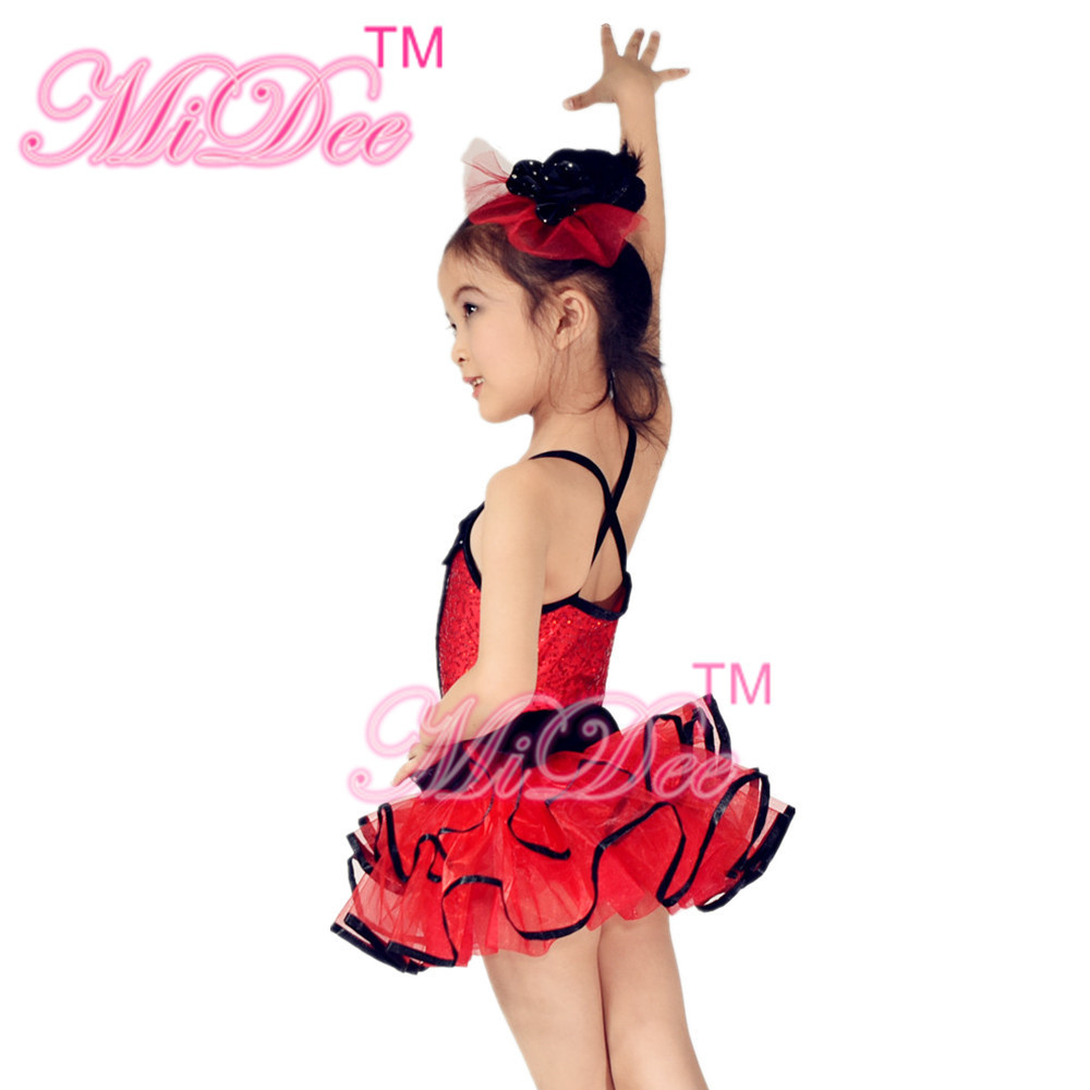 Back Cross Straps Kids Dance Clothes Black Edge Double Layer Skirt For Solo