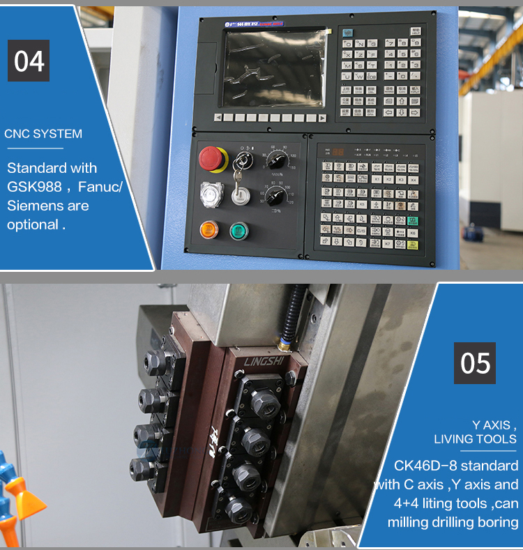 High Stability Living Turret CNC Slant Bed Lathe Machine TCK6336 for Metal Industry